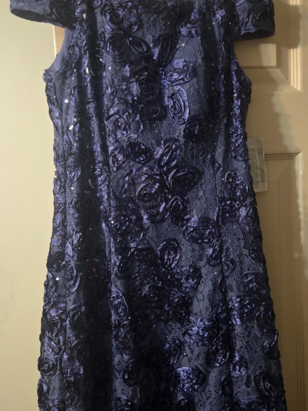 Rosette Floral Appliqué Maxi Dress